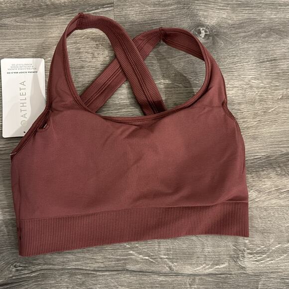 NWT Athleta Aurora Ribbed Scoop Bra D-DD "Tawny Rose" - Picture 6 of 10